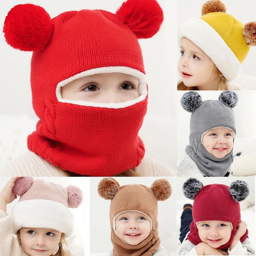Kids Winter Hats Children Warm Caps Scarft - Picture 4 of 4